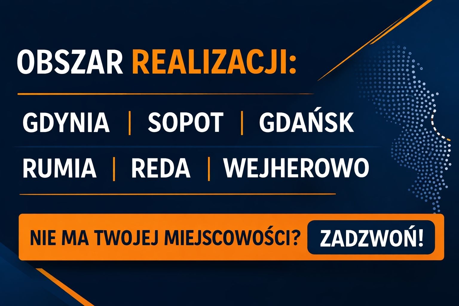 niebieskie tło napisy białe i pomaranczowe